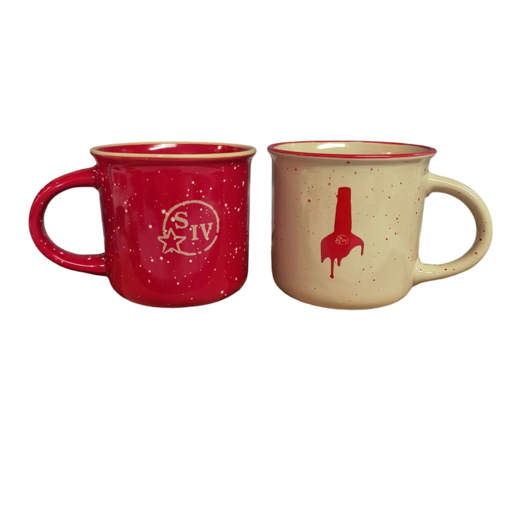 Makers Mark Limited Bourbon Whisky Mugs, Set of 2, Ceramic Coffee Cups Red/White